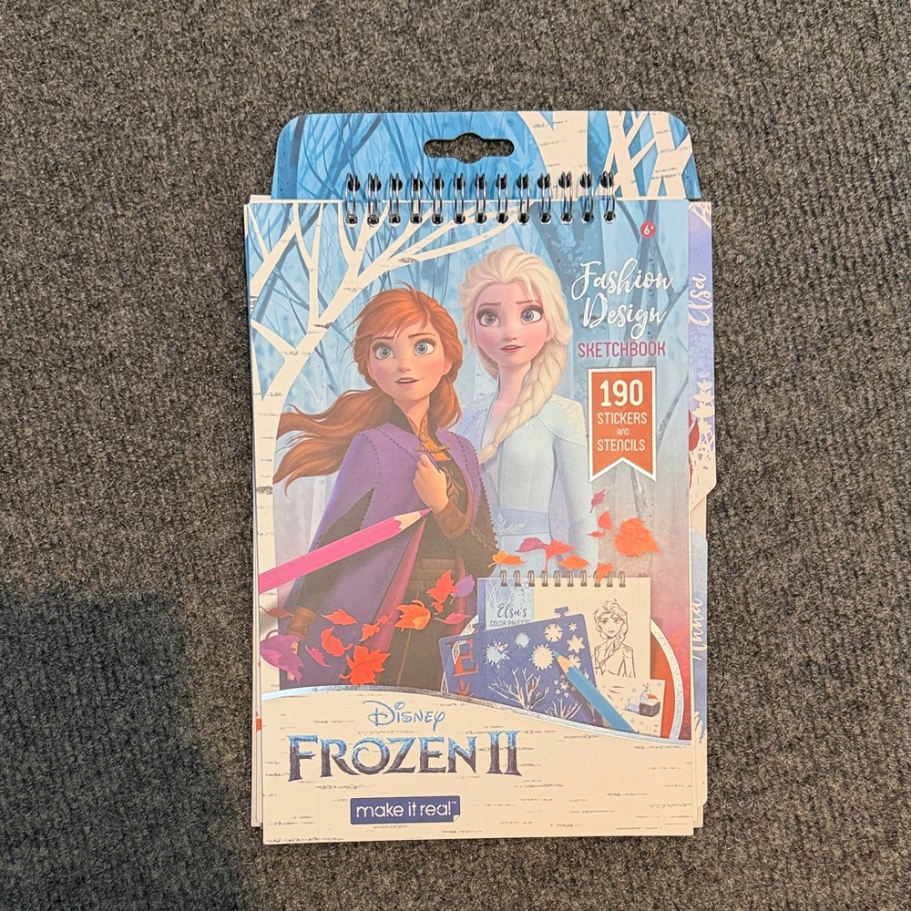 Disney Frozen II Fashion Design Sketchbook with Blue and Purple Accents